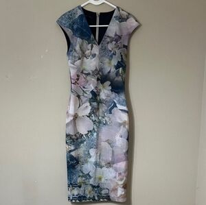 Ted Baker Blue/Purple Floral Midi Dress